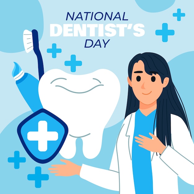 Illustration de la journée nationale du dentiste plat