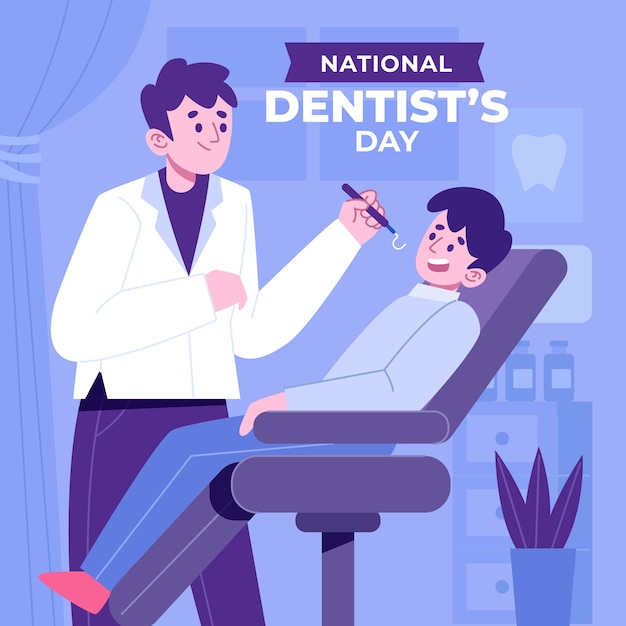 Illustration De La Journée Nationale Du Dentiste Plat