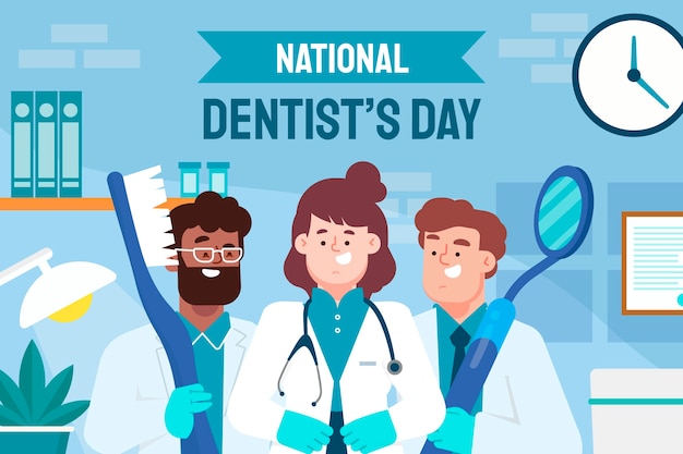 Illustration de la journée nationale du dentiste plat