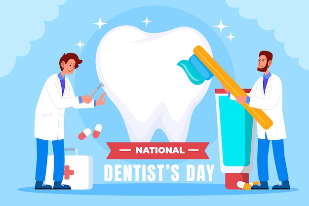 Illustration de la journée nationale du dentiste plat
