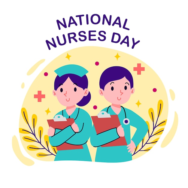 Vecteur illustration de la journée nationale des infirmières de dessin animé