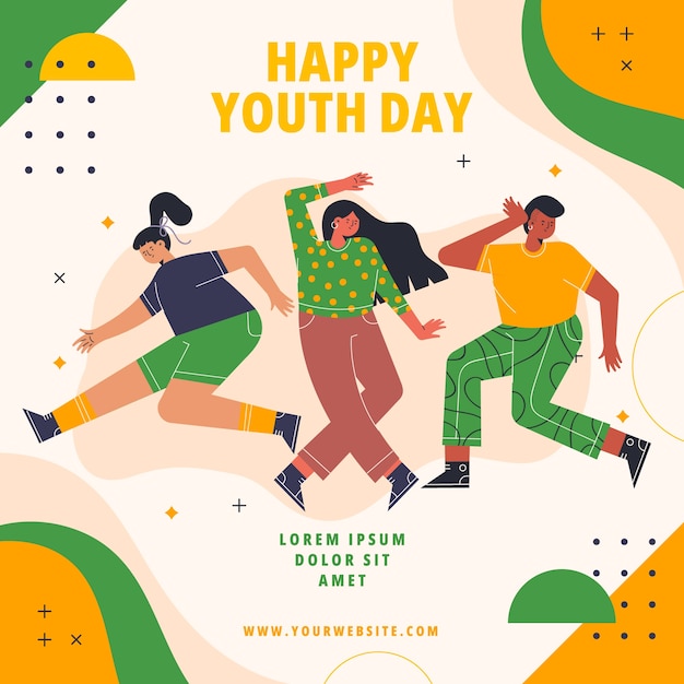 Vecteur illustration de la journée nationale de la jeunesse plate