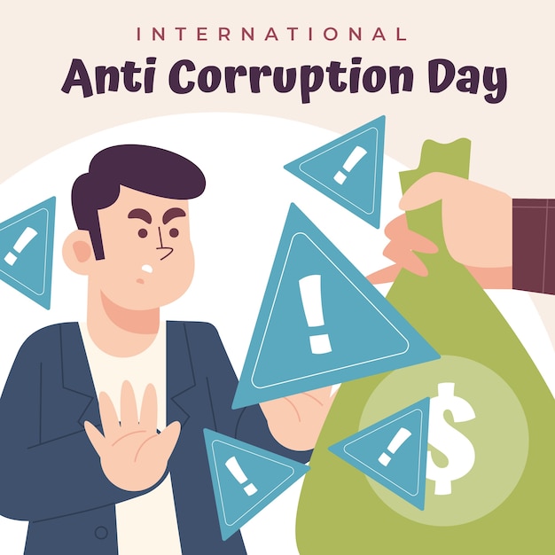 Vecteur illustration de la journée plate anti-corruption