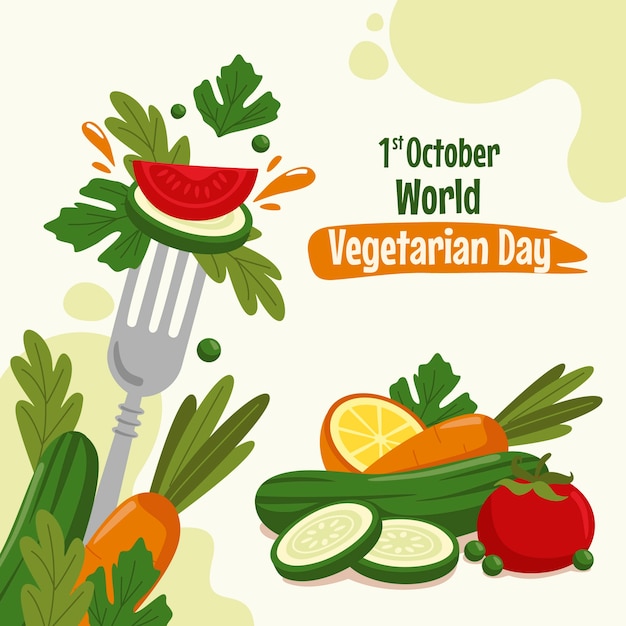 Illustration De La Journée Végétarienne Du Monde Plat