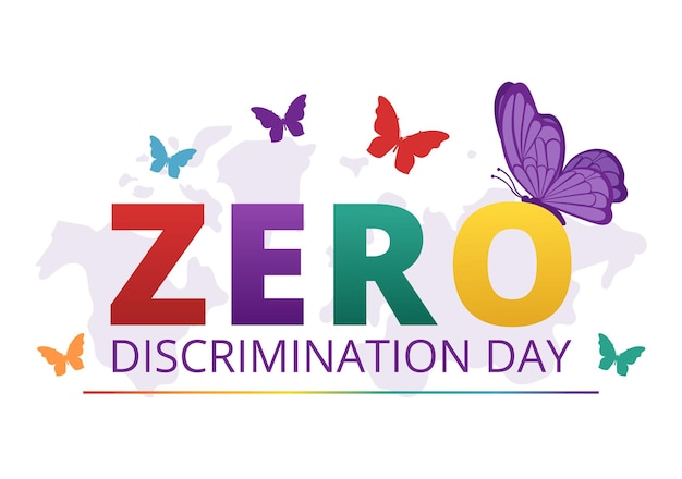 Illustration De La Journée Zéro Discrimination Avec Diverses Personnes Et Couleurs De Peau Pour Le Modèle De Page De Destination