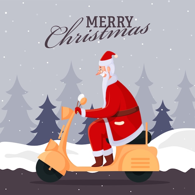 Illustration De Joyeux Santa Claus Riding Scooter