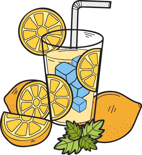 Illustration de jus de citron dessiné à la main