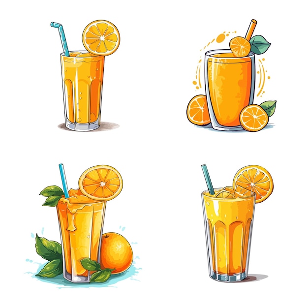 Vecteur illustration de jus d'orange dessiné à la main