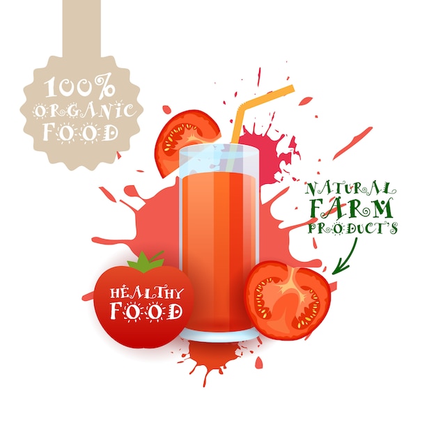 Vecteur illustration de jus de tomate fraîche aliments naturels