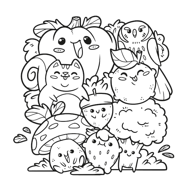 Illustration kawaii dessinée à la main