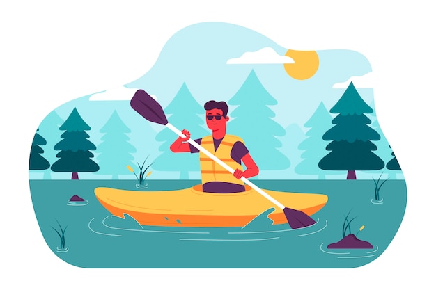 Illustration de kayak dessiné à la main