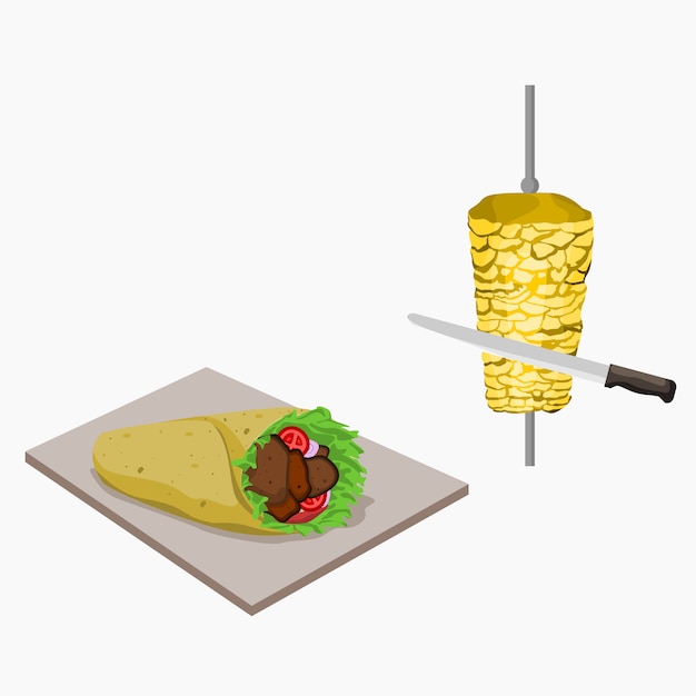 Vecteur illustration de kebab turque