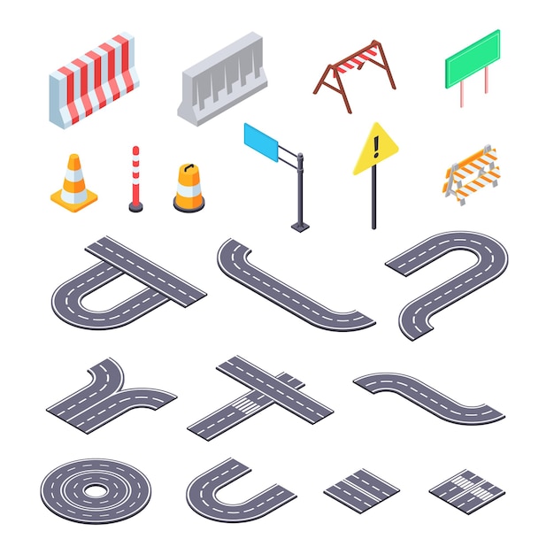 Illustration De Kit Isométrique Route En Construction