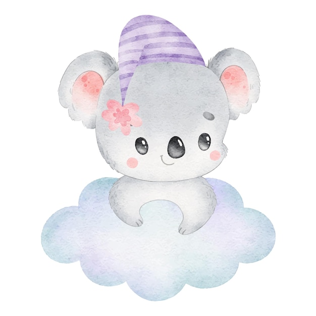 Illustration De Koala De Dessin Animé Mignon Dormant Petits Animaux Aquarelles Mignons