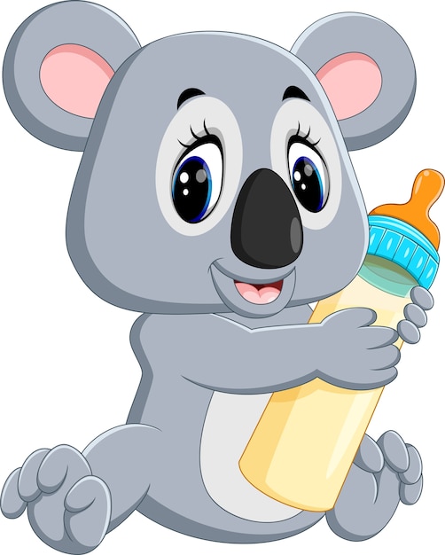 Illustration De Koala Mignon Tenant La Bouteille De Lait