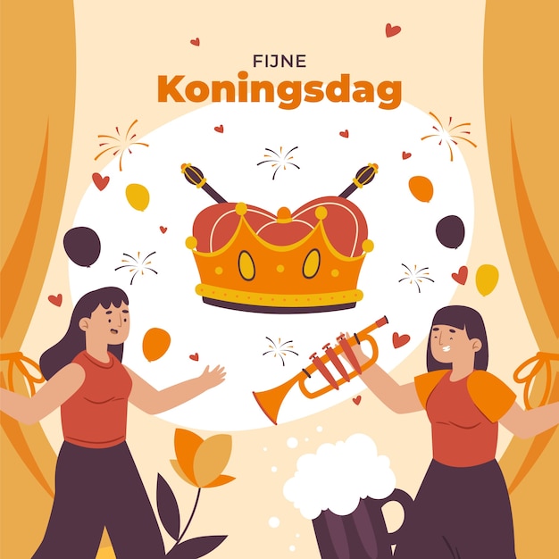 Vecteur illustration de koningsdag plat