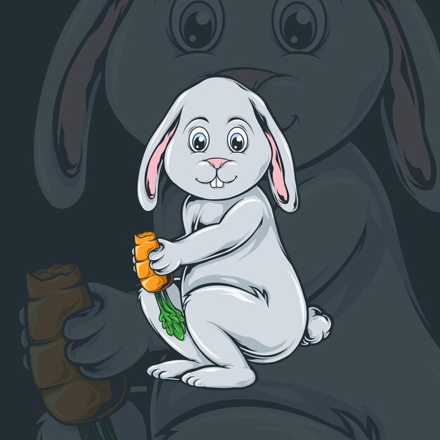 Illustration De Lapin Mignon Mangeant Des Carottes