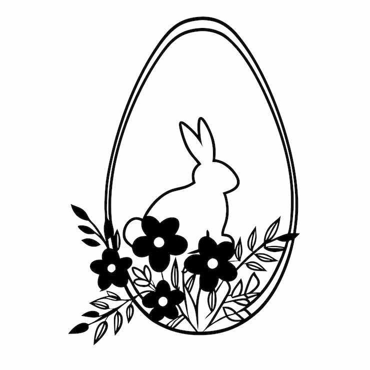 Vecteur une illustration d'un lapin et d'un œuf de pâques