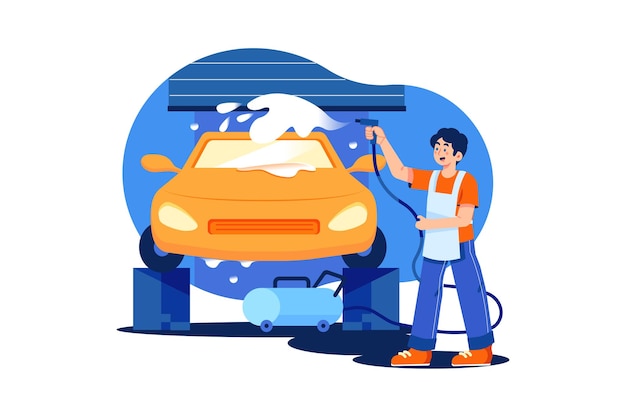 Illustration de lavage de voiture en libre service