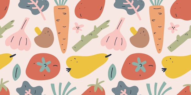 Illustration De Légumes Et De Fruits, Modèle Sans Couture