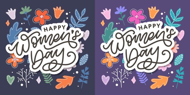 Illustration De Lettrage Manuscrit Happy Women's Day