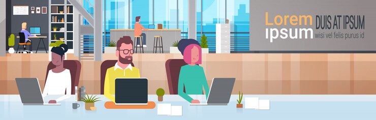 Vecteur illustration de lieu de travail de coworking