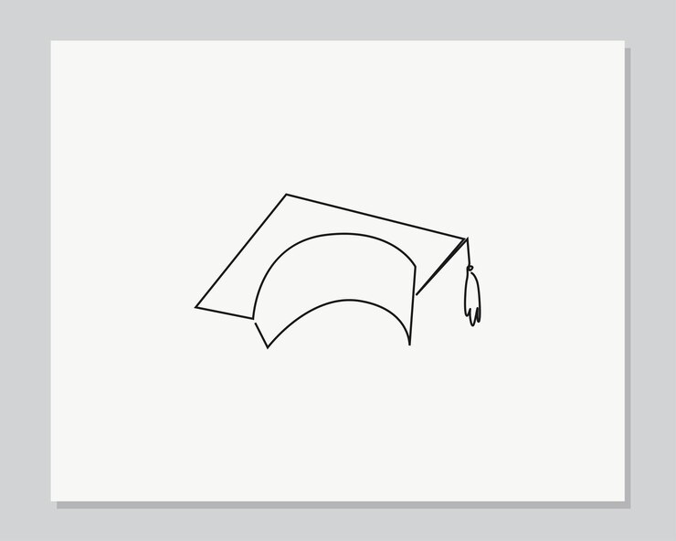 Illustration d'une ligne continue de chapeau diplômé