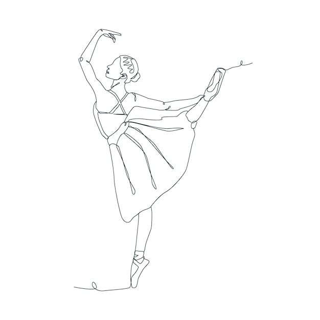 Illustration En Ligne Continue Du Danseur De Ballet