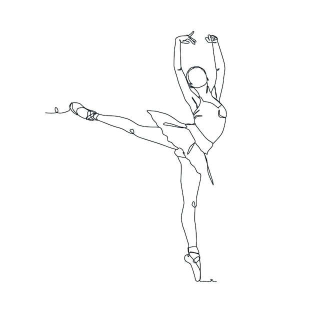 Illustration En Ligne Continue Du Danseur De Ballet