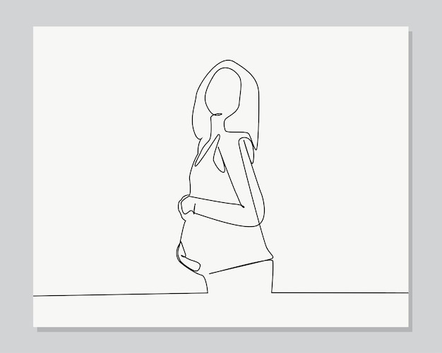 Illustration D'une Ligne Continue De Femme Enceinte