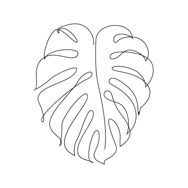 Illustration De La Ligne Continue De Monstera