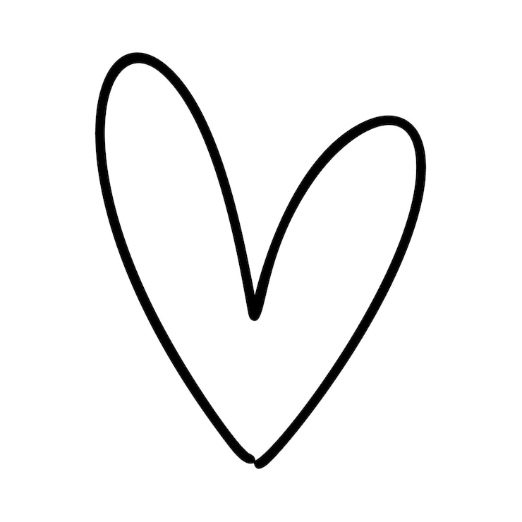 Vecteur l'illustration de la ligne du logo du cœur d'amour dessiné à la main, contour noir, élément monoline pour la saint-valentin