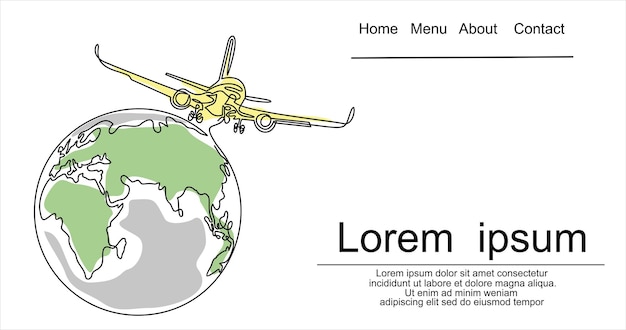 Illustration D'une Ligne. Notion De Voyage. Plan De Ligne. Voyage Mondial