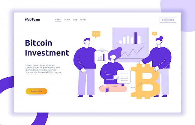 Illustration De Ligne Plate Moderne Vecteur Bitcoin Investissement