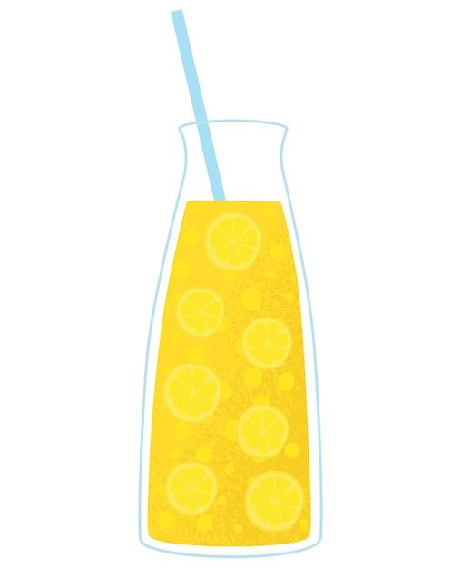 Vecteur une illustration de limonade dans une bouteille en verre avec une paille une boisson maison d'été rafraîchissante