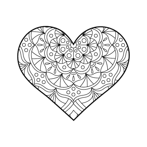 Illustration Linéaire De Coeur De Vecteur Avec Des Ornements Géométriques Et Floraux De Contour Floral Saint Valentin