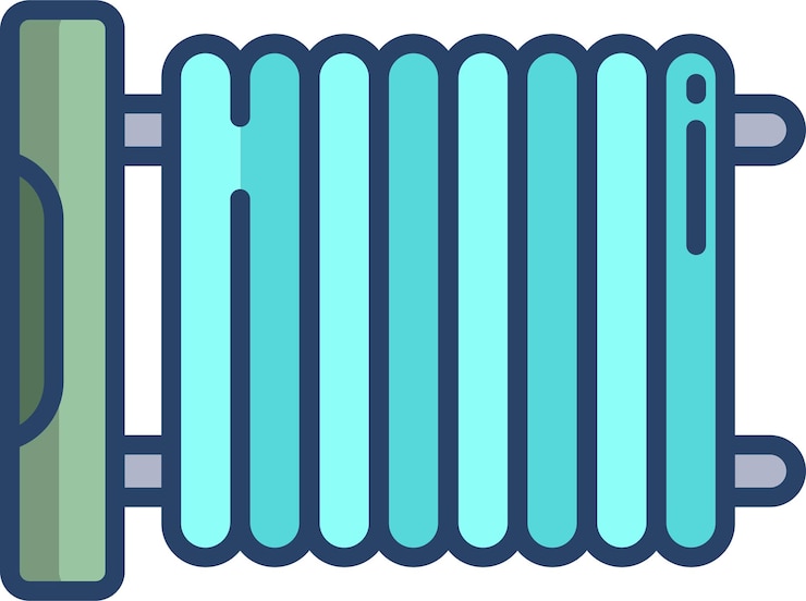 Vecteur illustration linéaire en couleurs du chauffage
