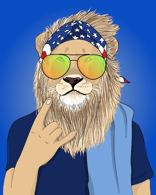 Vecteur illustration de lion cool