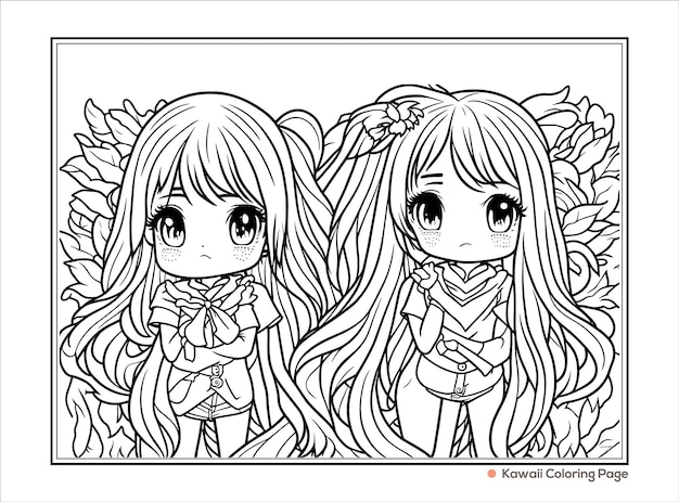 Vecteur illustration de livre de coloriage dessiné à la main kawaii