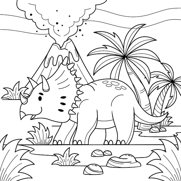 Illustration De Livre De Coloriage De Dinosaure Dessiné à La Main