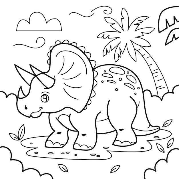 Illustration de livre de coloriage de dinosaure dessiné à la main