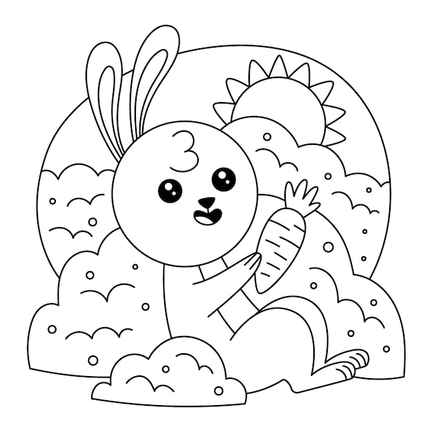 Vecteur illustration de livre de coloriage kawaii dessiné à la main