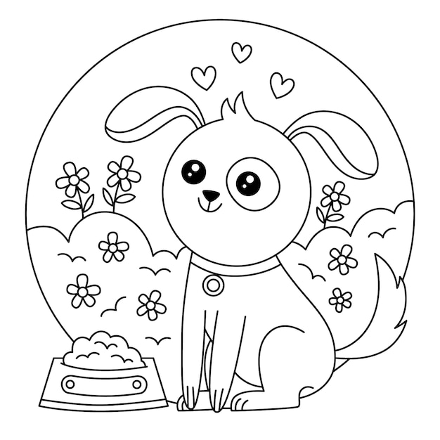 Vecteur illustration de livre de coloriage kawaii dessiné à la main