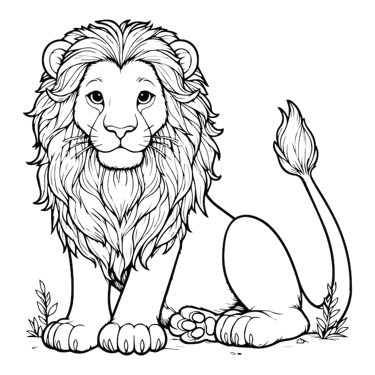 Vecteur une illustration de livre de coloriage en ligne de lion pour enfants