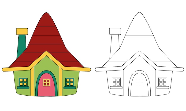 Illustration Livre Coloriage Pour Enfants Dans Maison Nain