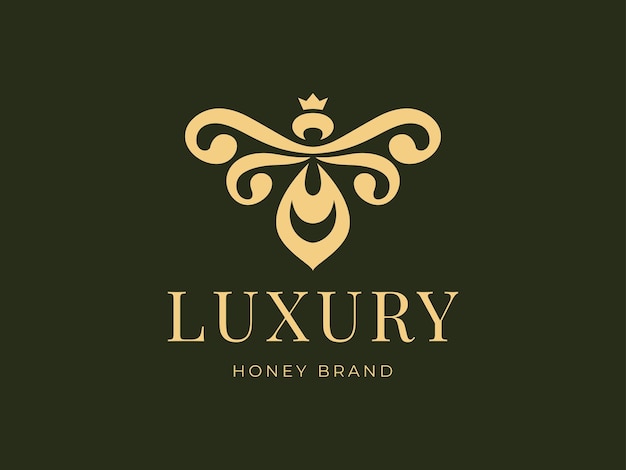 Illustration De Logo D'abeille De Luxe Idéale Pour La Conception D'étiquettes Vecteur Premium