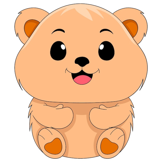 Vecteur illustration d'un logo d'animal de dessin animé à griffons un ours en peluche à fourrure orange avec un visage souriant