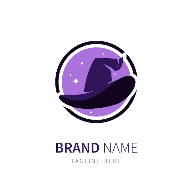 Illustration De Logo De Chapeau De Sorcière En Couleur Violette