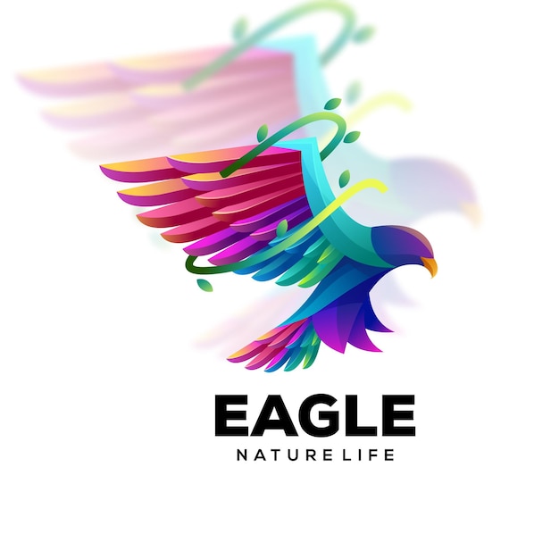 Illustration de logo coloré dégradé oiseau aigle