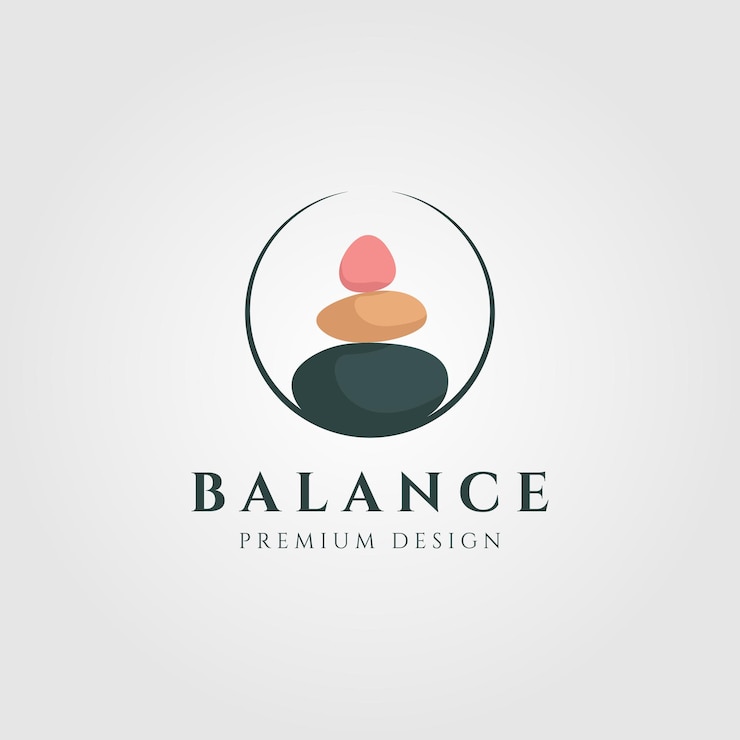 Vecteur illustration de logo coloré équilibre pierre